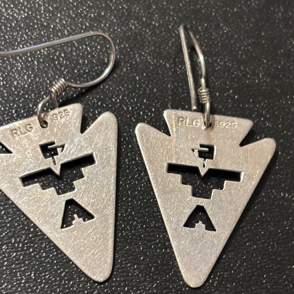 Thunderbird Arrow Earrings signed RLG See Photos Sterling Earrings - Picture 3 of 11